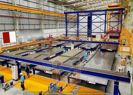 For producing precast walls (solid or multi-layer), slabs and other precast flat elements