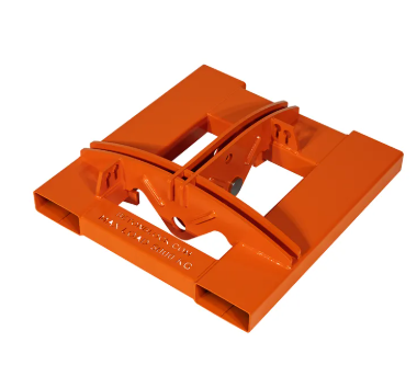 CLA-2 lifting beam connected to CL80 block clamp, shown lifting a concrete block lengthwise