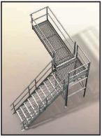 Concrete plant work platform providing safe elevated access for slump checks and additives.