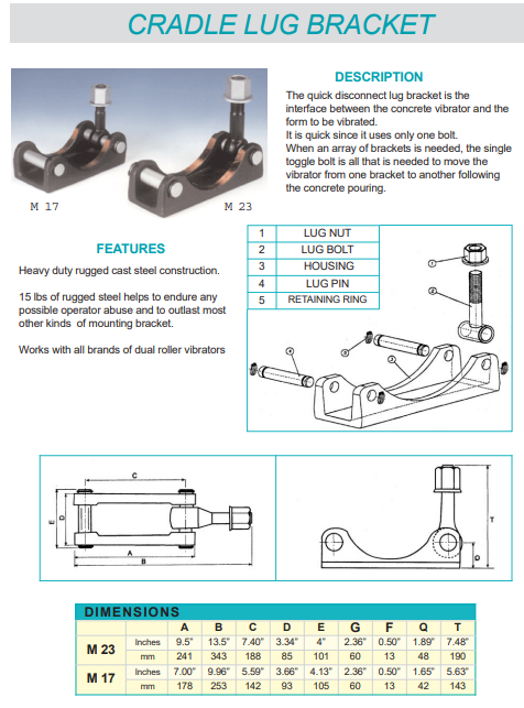 Powtek - Small Lug & Cradle Bracket
