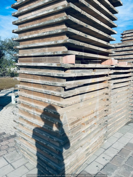 Wet cast wood pallets (43” x 57” x 1.75”)