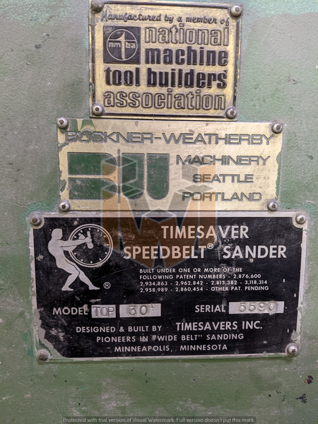 Timesaver TOP 30 speedbelt sander with dust collector package