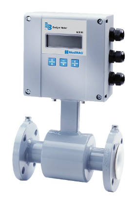 Flow meter with digital display on a white background