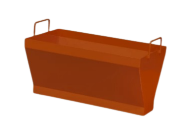 Beton Block JBF East barrier filler mold, funnel-shaped steel attachment used to guide and control concrete flow when filling precast barrier molds, ensuring clean and precise pours