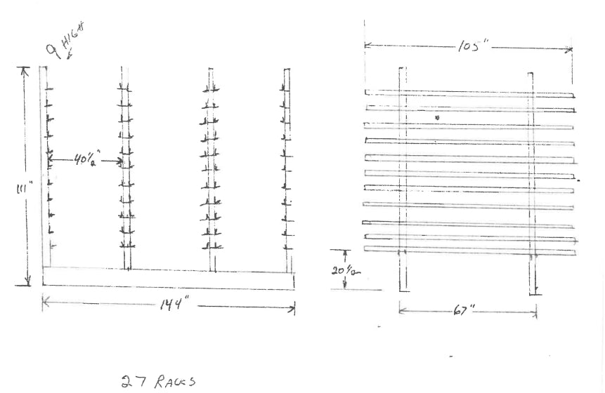(3 bay/9 high) Block racks