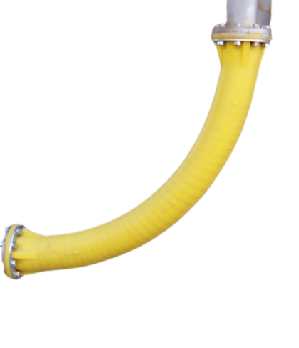 WAM Extra Curve Wide Radius component designed for smooth material flow in pneumatic conveying systems, featuring a durable curved pipe section used in concrete, cement, and industrial bulk material handling applications