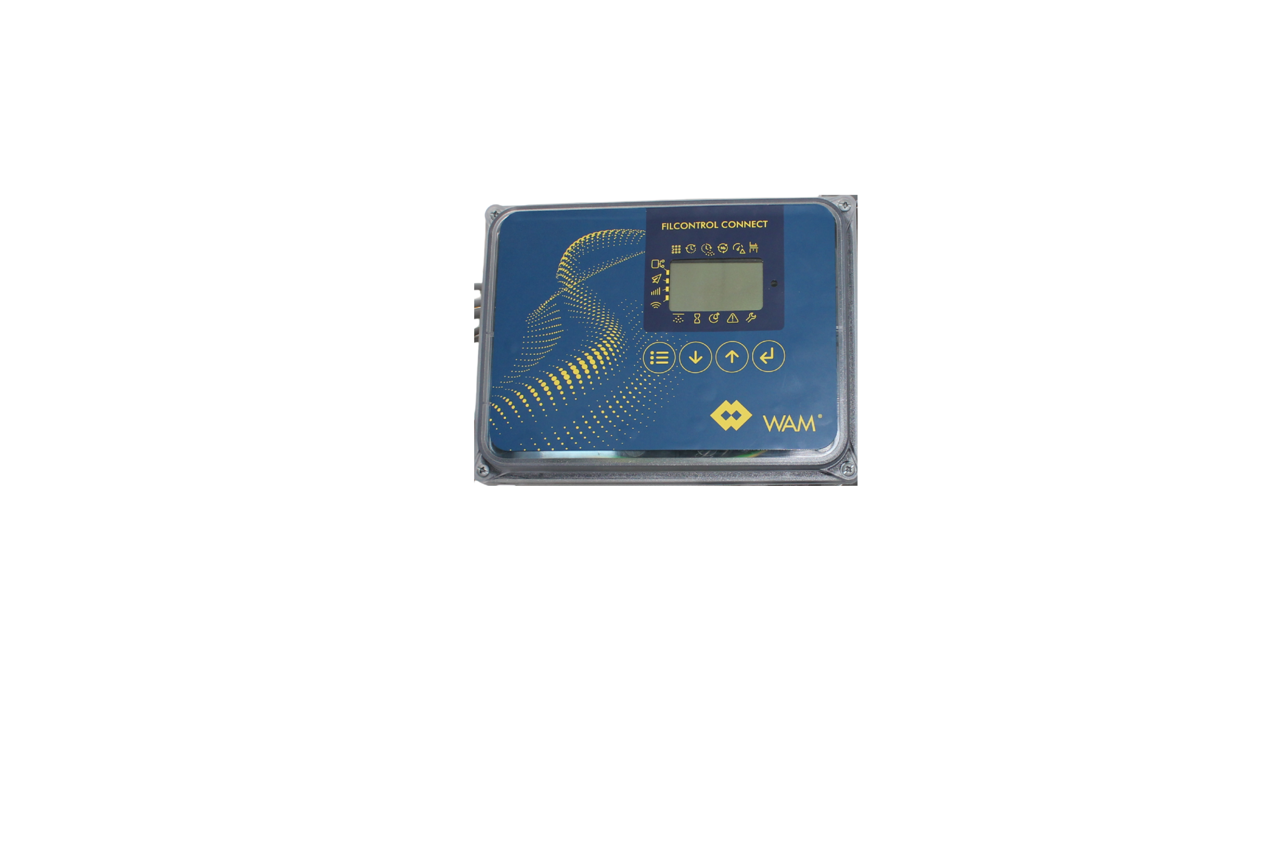 WAM FILCONTROL_CONNECT electronic control panel for industrial filtration system automation with PLC controls and interface display
