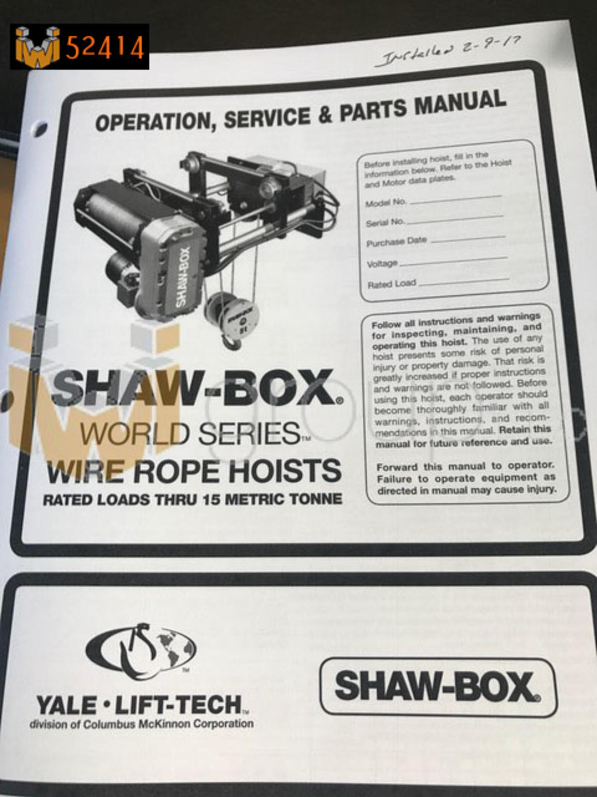 Shaw Box Wire Rope Reeving Chart.pdf Shaw Box Hoist